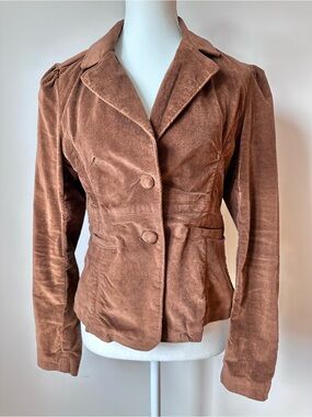 Vintage Y2K Spy-C Chocolate Brown Velvet Retro Blazer Jacket - M